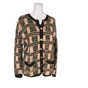 Peruvian Connection Knit Pima Cotton Cardigan Sweater Size Medium